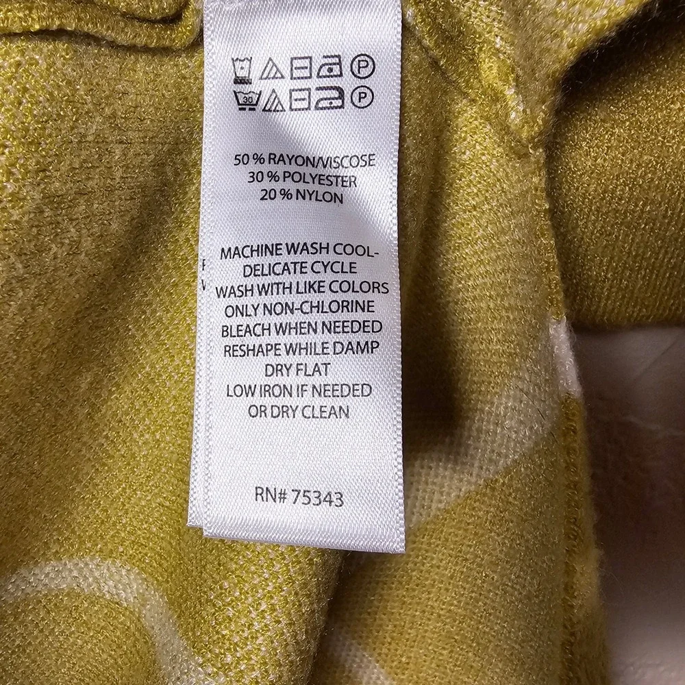 MAX STUDIO Women's Green / Mustard Yellow Grid Print Mock‎ Neck Sweater XL EUC